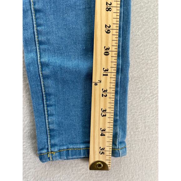 Mossimo Jeans Womens Size 2 Blue Denim Mid Rise Skinny Power Stretch Distressed - Picture 12 of 12